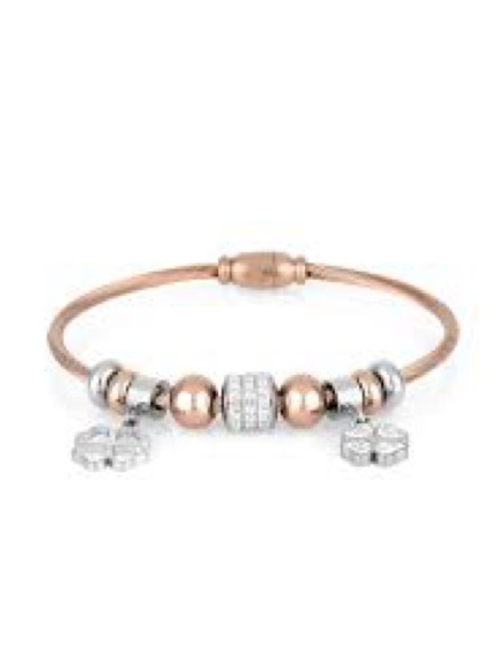Rose Gold and Silver Clover Charm Bracelet
